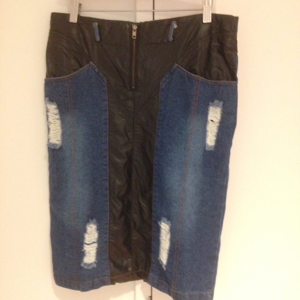 Distressed Denim Skirt